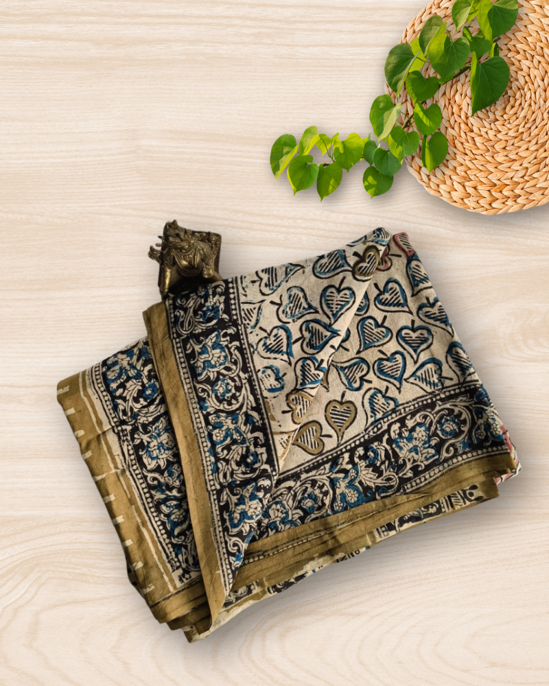 Beige Kalamkari Chennur silk