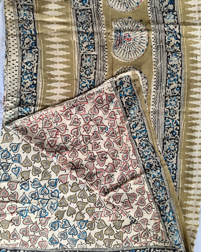 Beige Kalamkari Chennur silk