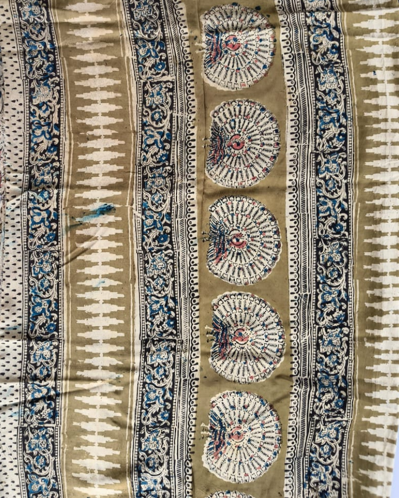 Beige Kalamkari Chennur silk