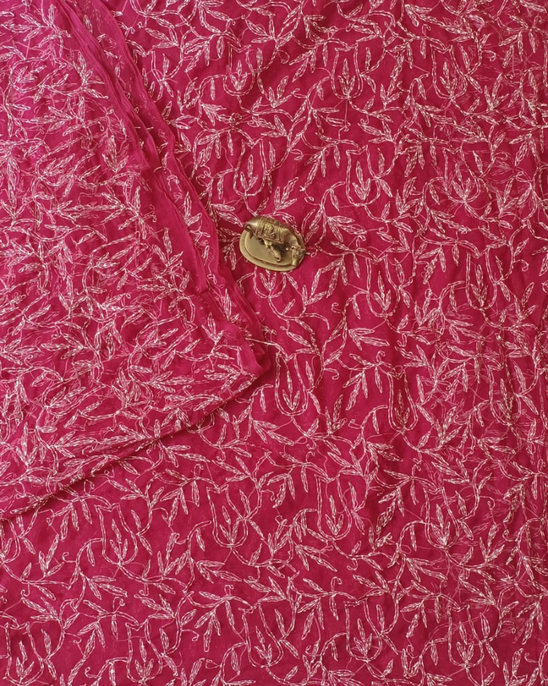 Berry Red georgette Chikankari saree