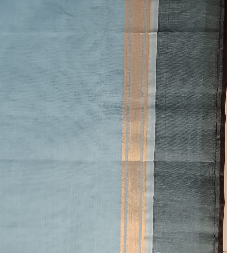 Pastel Blue Gadwal cotton Fancy Border saree