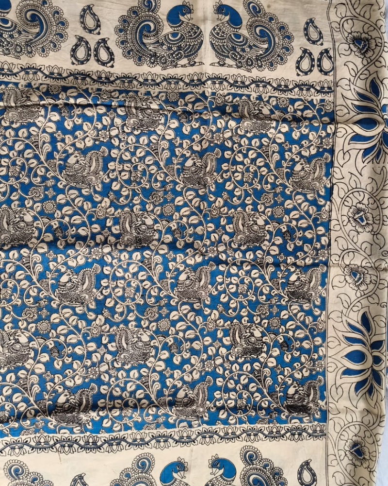 Blue Kalamkari Chennur silk