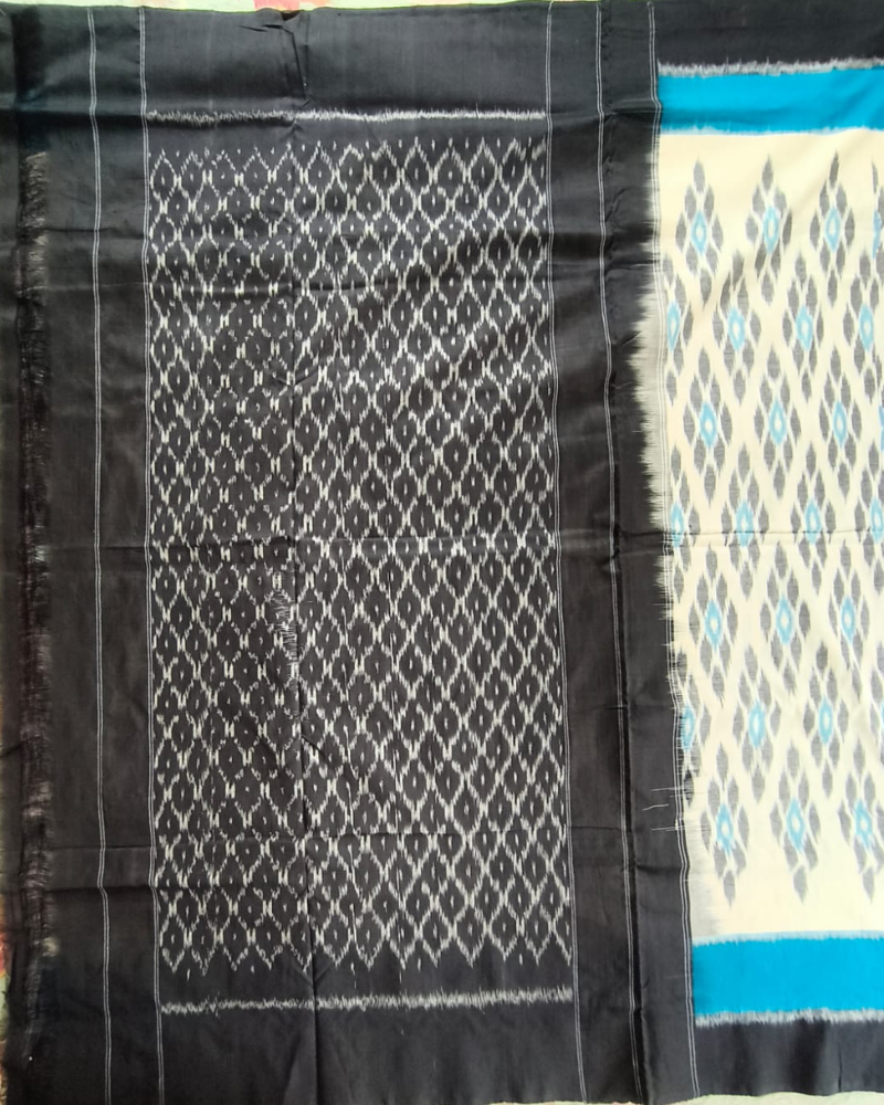 White Ikkat Handloom Cotton