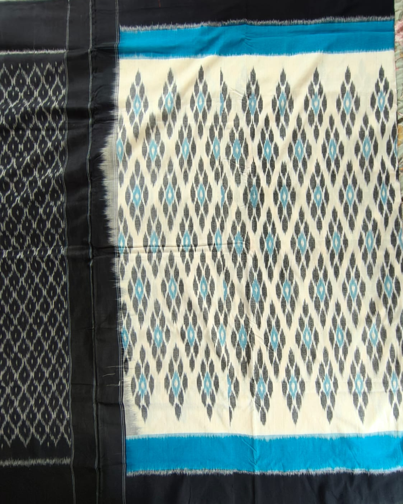 White Ikkat Handloom Cotton