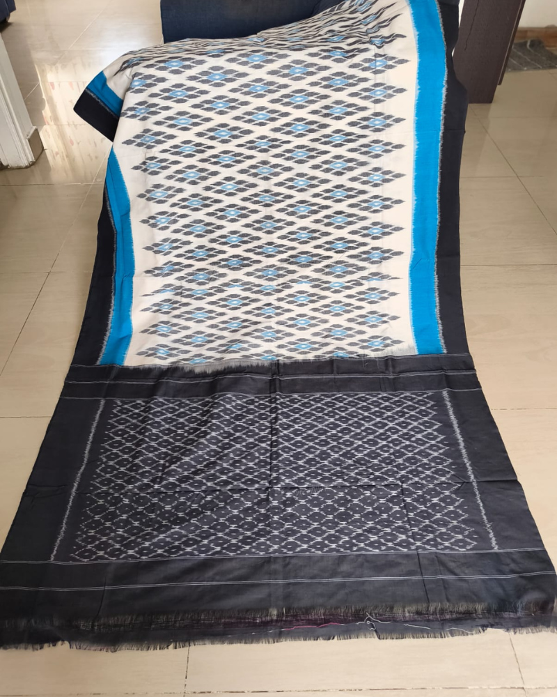 White Ikkat Handloom Cotton