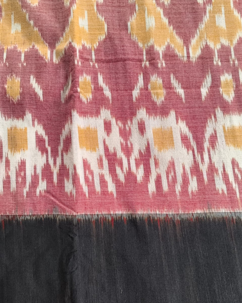Brick Red Ikkat Handloom Cotton
