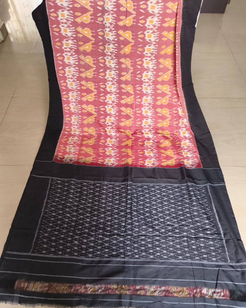 Brick Red Ikkat Handloom Cotton