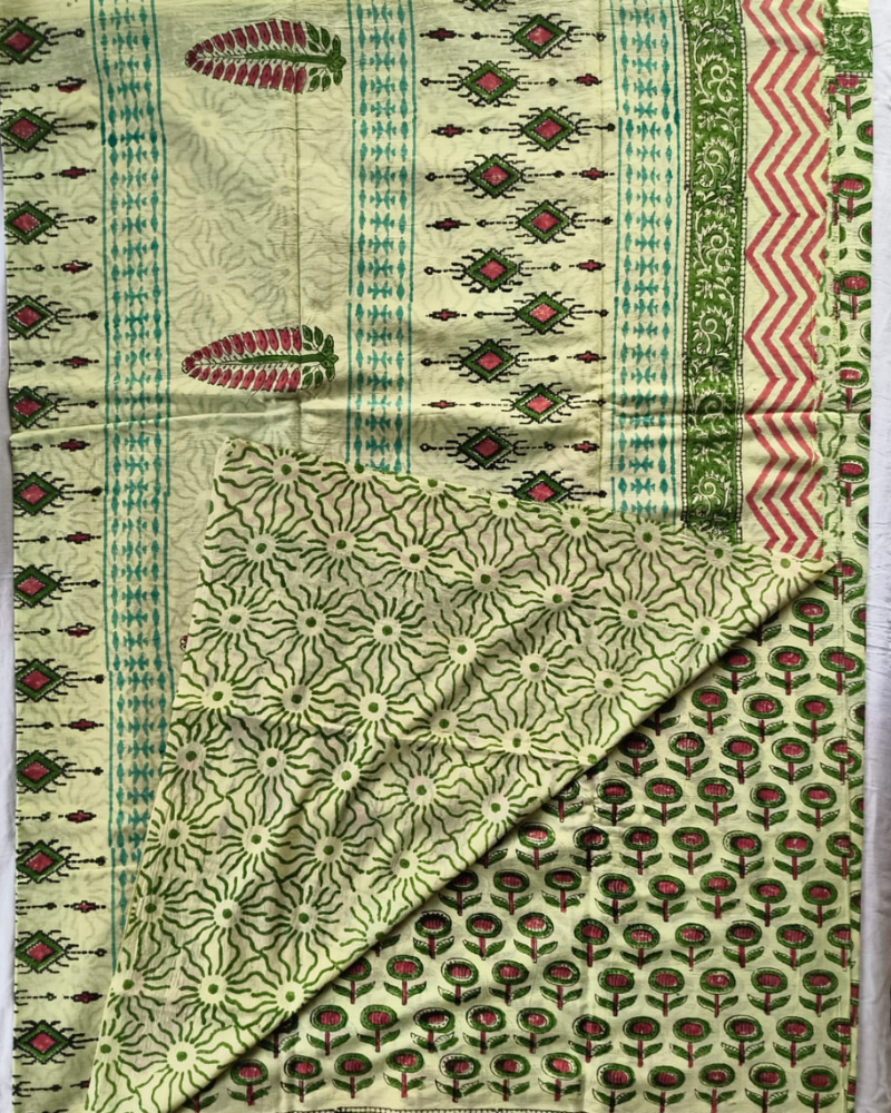 Butter Yellow Bagru print Soft Cotton