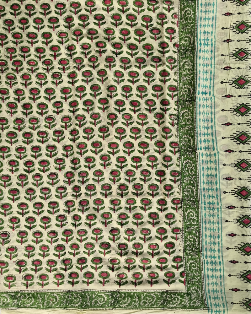 Butter Yellow Bagru print Soft Cotton