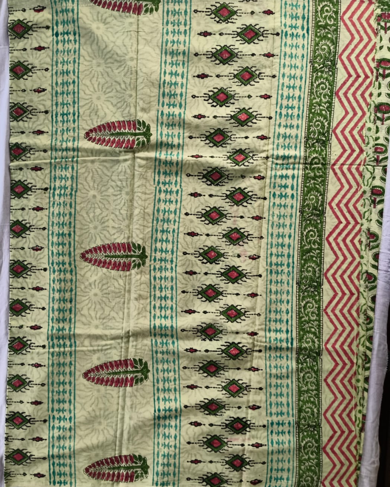 Butter Yellow Bagru print Soft Cotton
