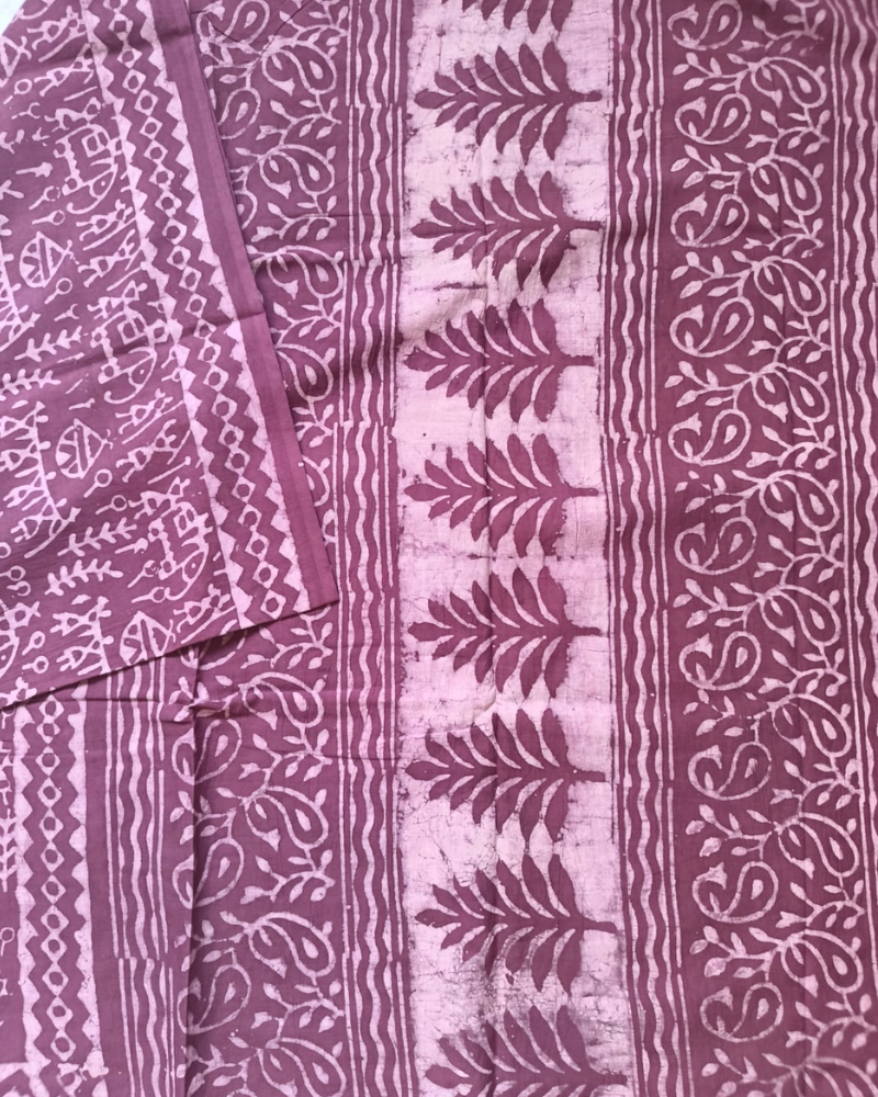 Dusty Mauve Bagru Print Mul Cotton