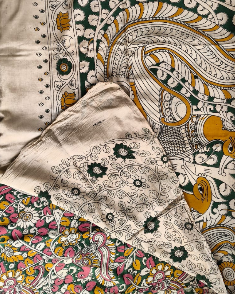 Green Kalamkari Chennur silk