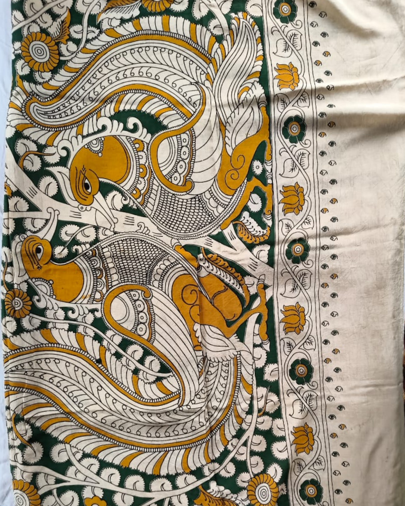 Green Kalamkari Chennur silk