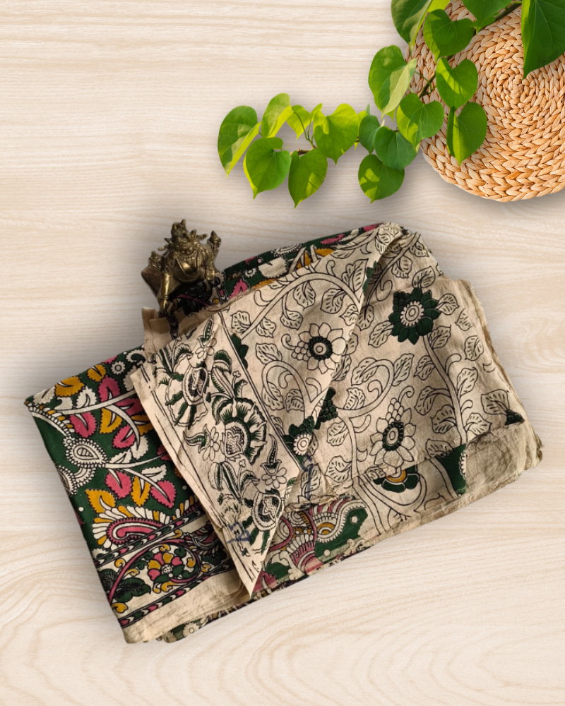 Green Kalamkari Chennur silk