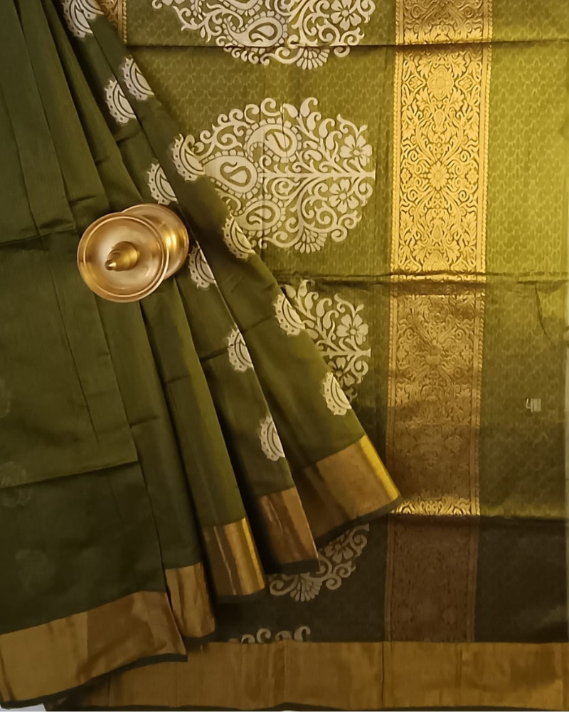 Green Ellampilai Sico saree with big Butta