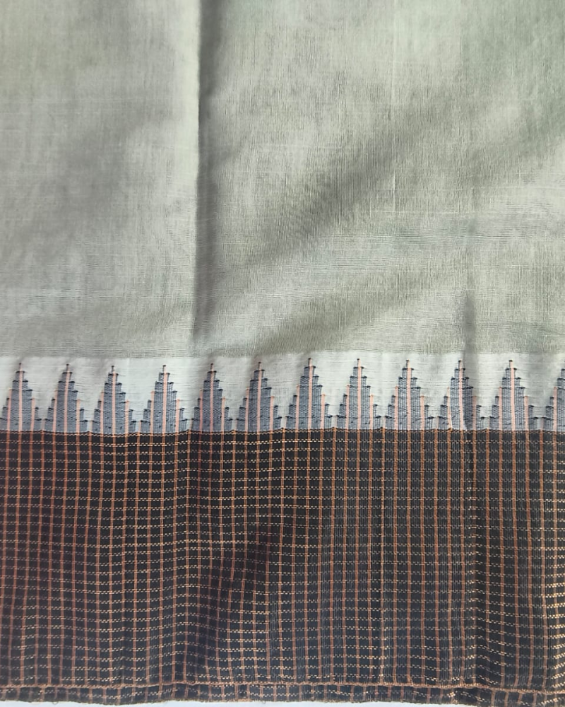 Grey Fancy Border Gadwal Handloom Cotton