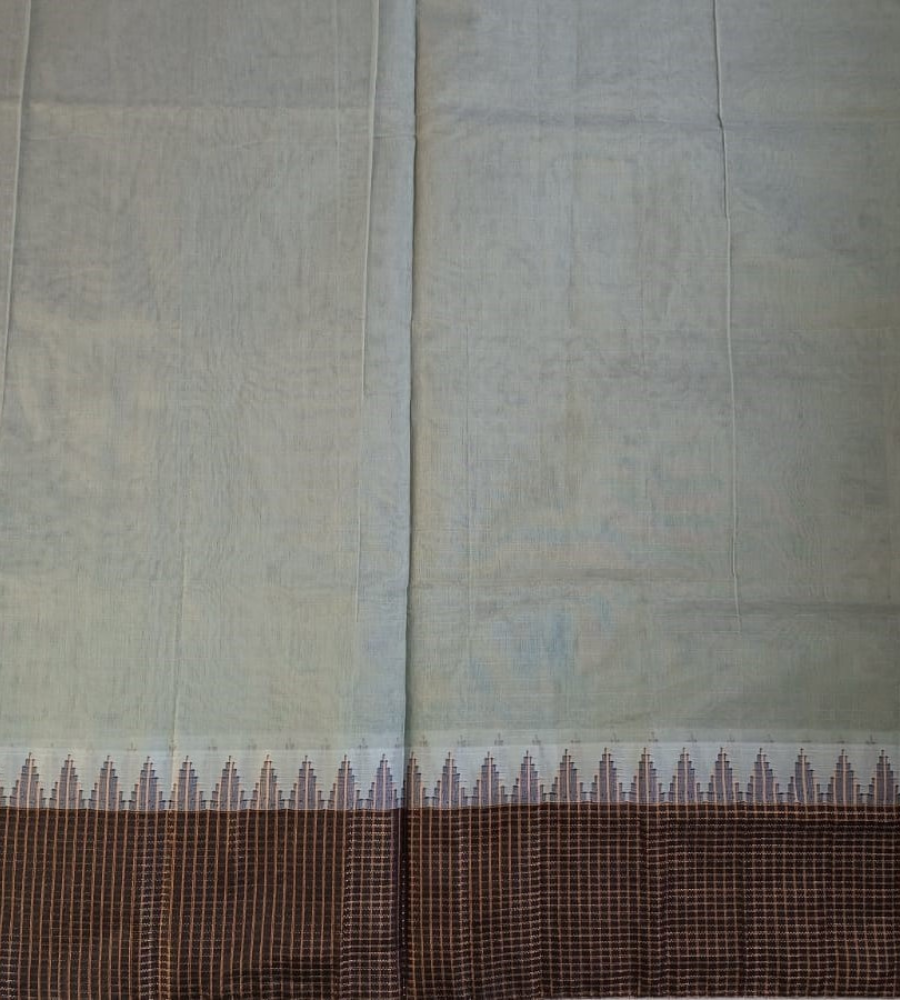 Pastel Grey Gadwal cotton Fancy Border saree