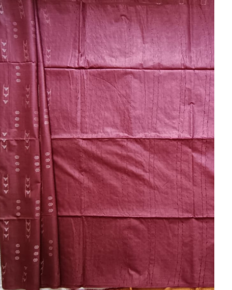 Wine Red Bhagalpur Blended Silk with Cotton