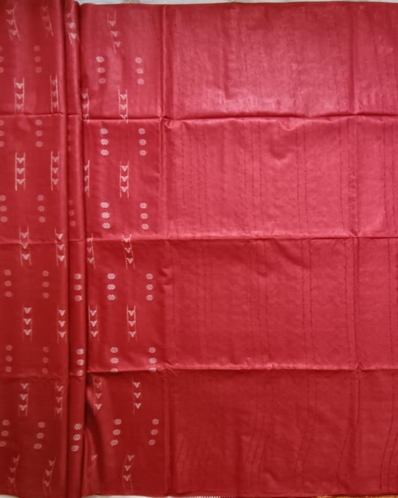 Brick Red Bhagalpur Blended Silk with Cotton