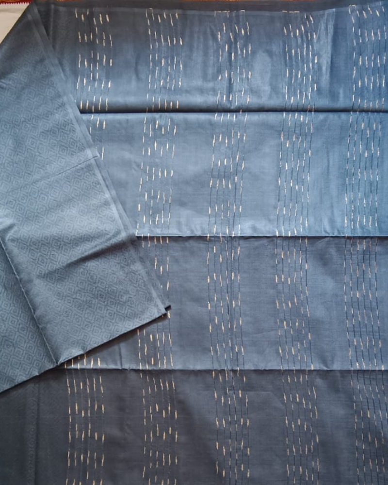Rama Blue Bhagalpur Blended Silk with Cotton