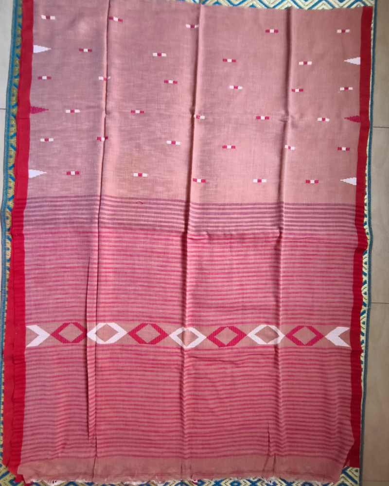 Handloom Light Brown Mul Cotton Saree