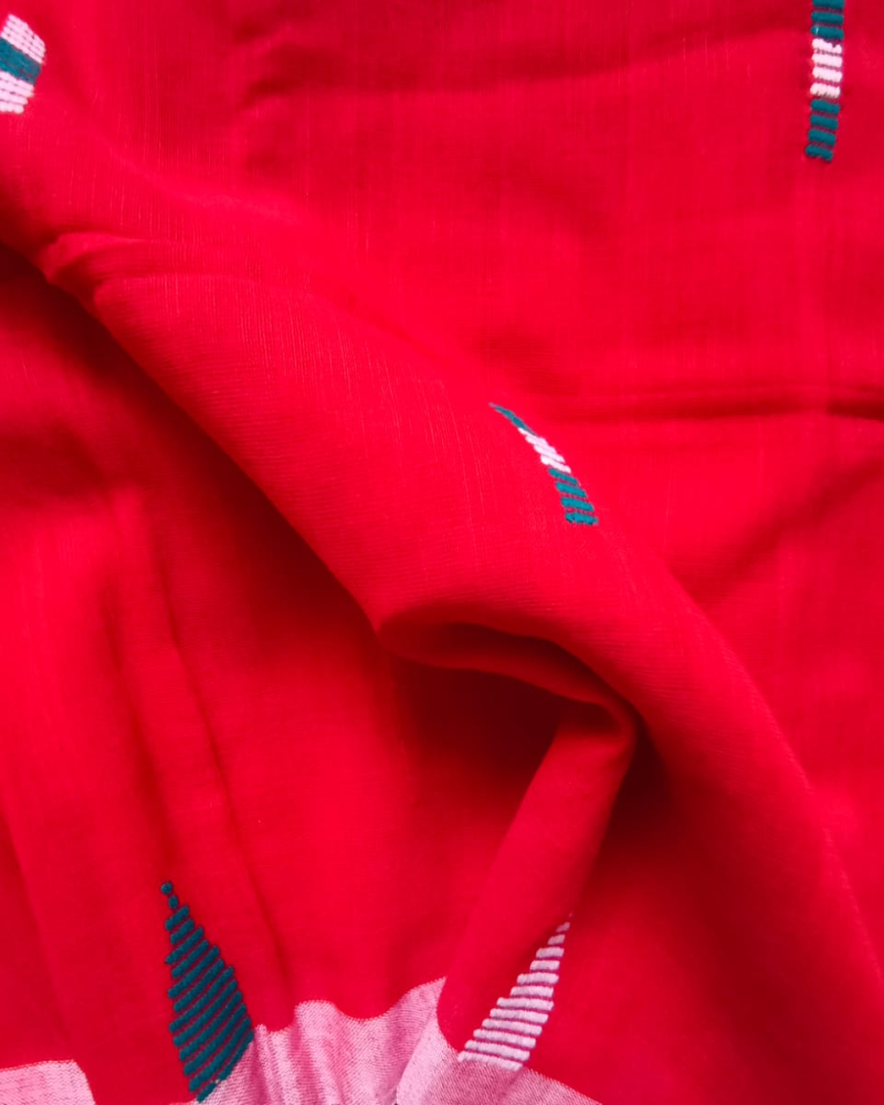 Handloom Red Mul Cotton Saree