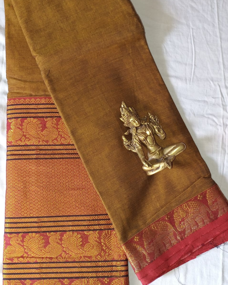 Mustard Narayanpet Handloom Cotton Saree