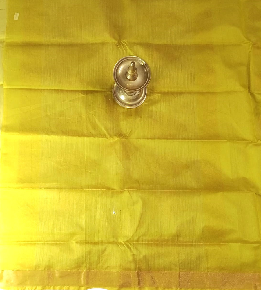 Mustard Green Ellampilai Handloom Sico saree