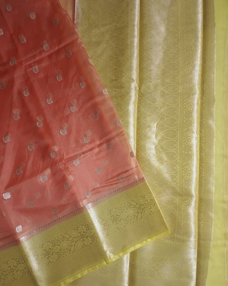 Orange Banarasi Semi Organza