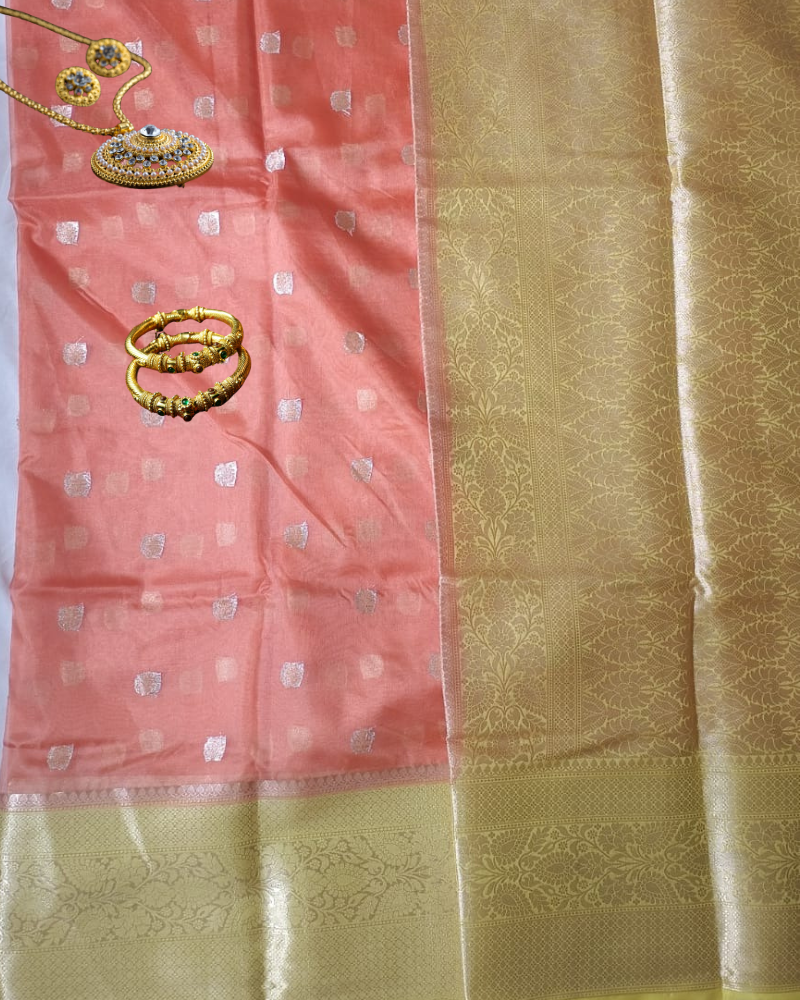 Orange Banarasi Semi Organza