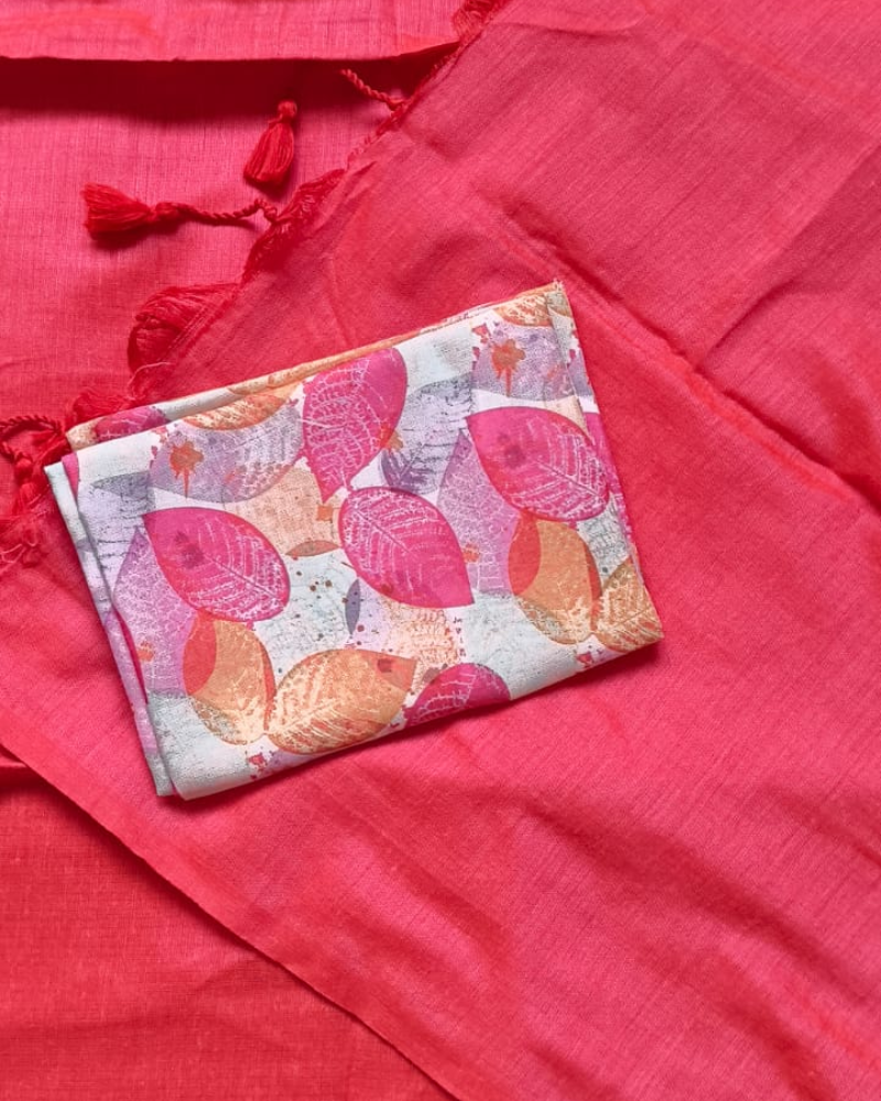 Pink Handloom Khadi Cotton