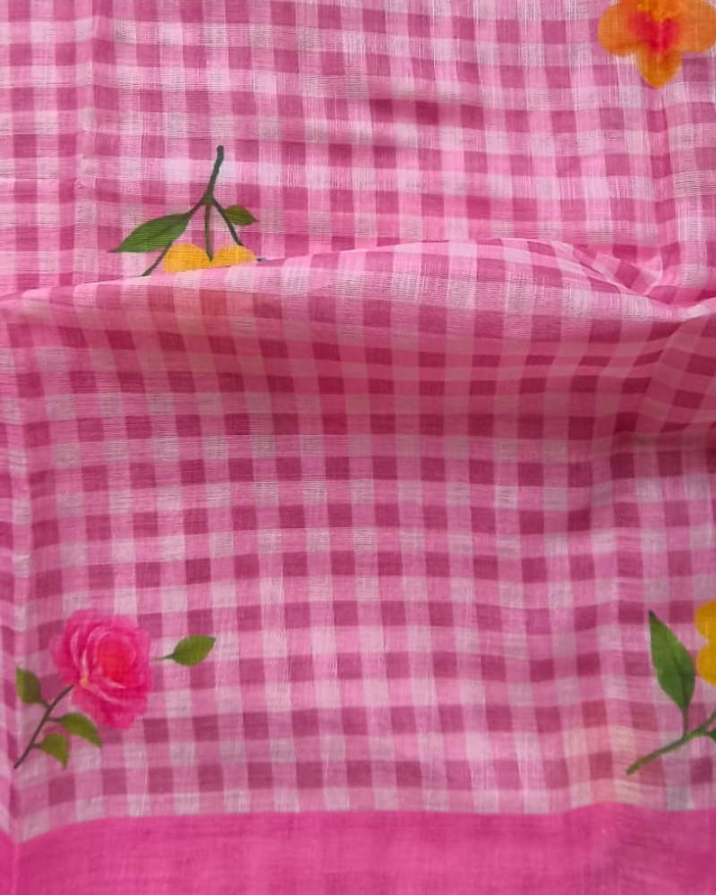 Pink Linen Checkered