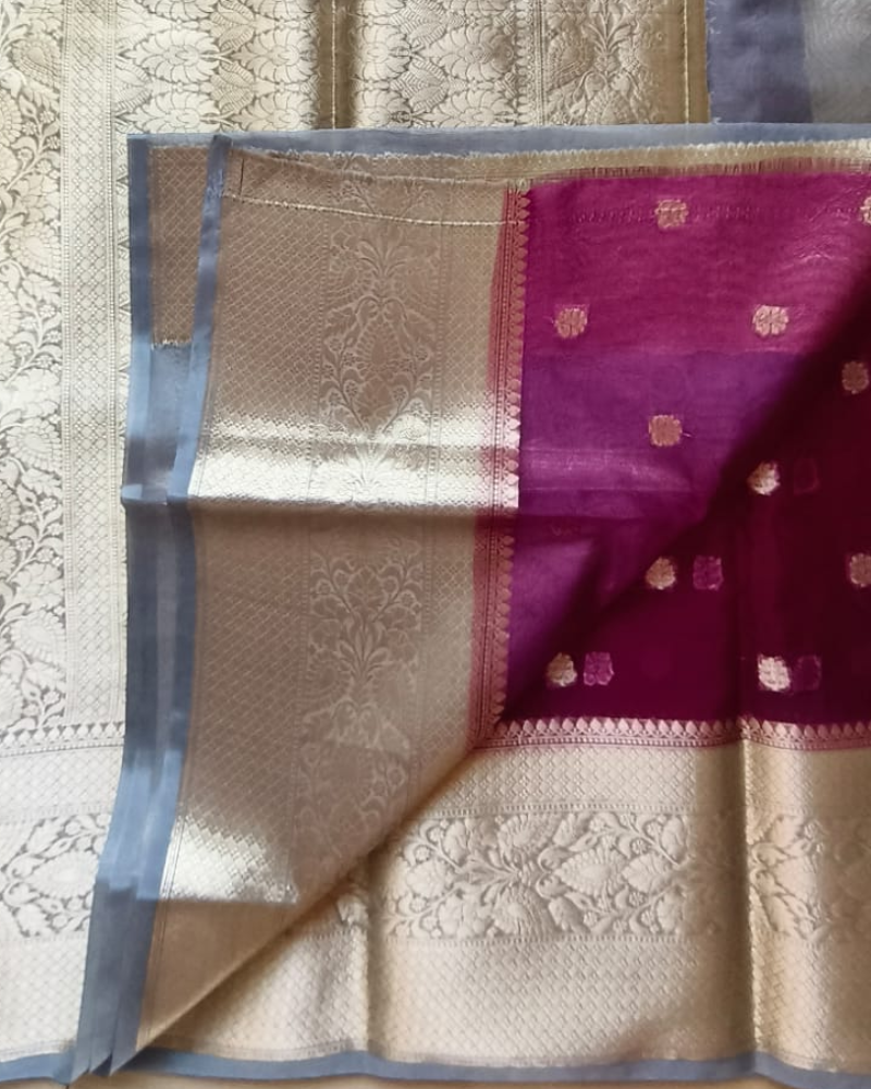 Megenta Banarasi Semi Organza