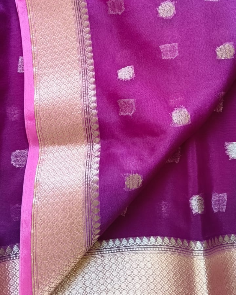 Purple Banarasi Semi Organza