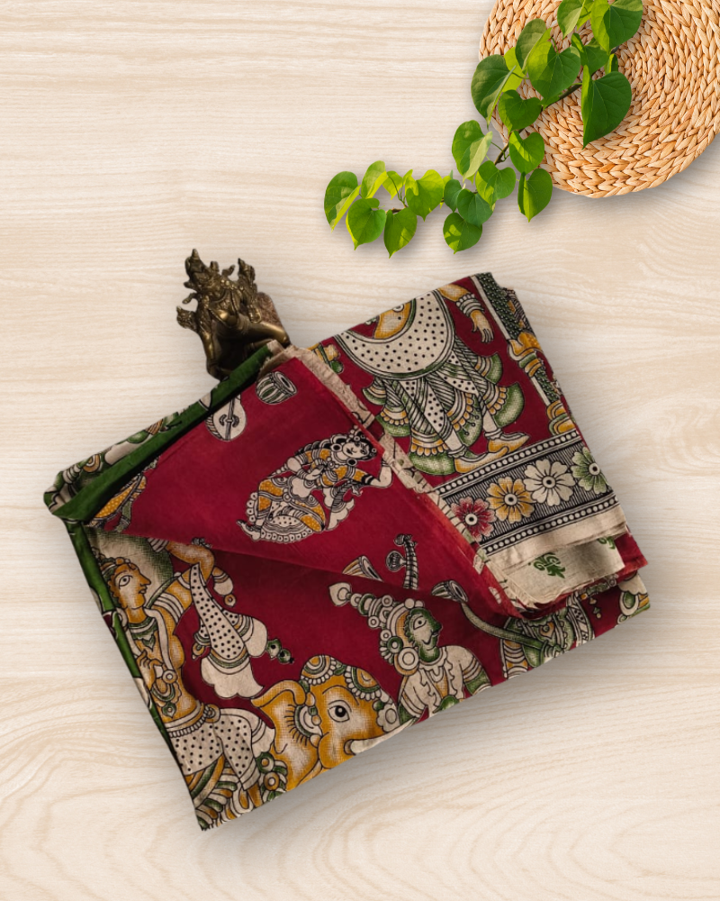Red Kalamkari Chennur silk