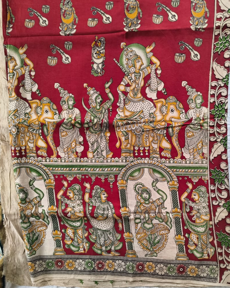 Red Kalamkari Chennur silk