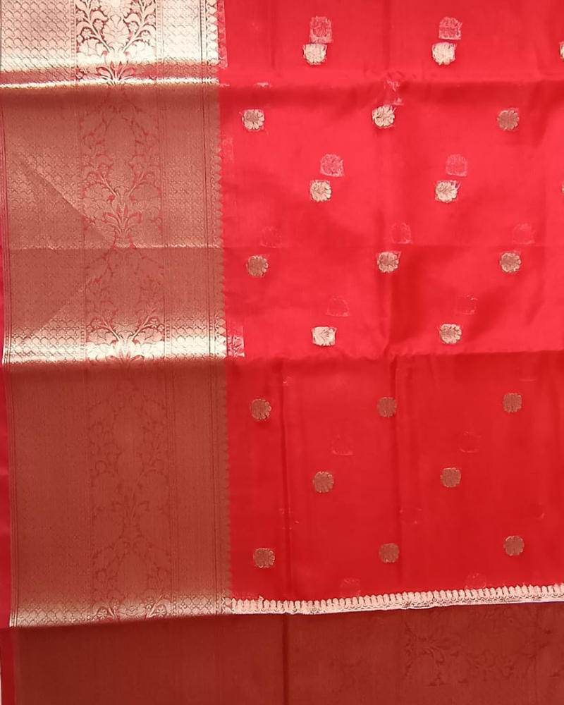 Red Banarasi Semi Organza