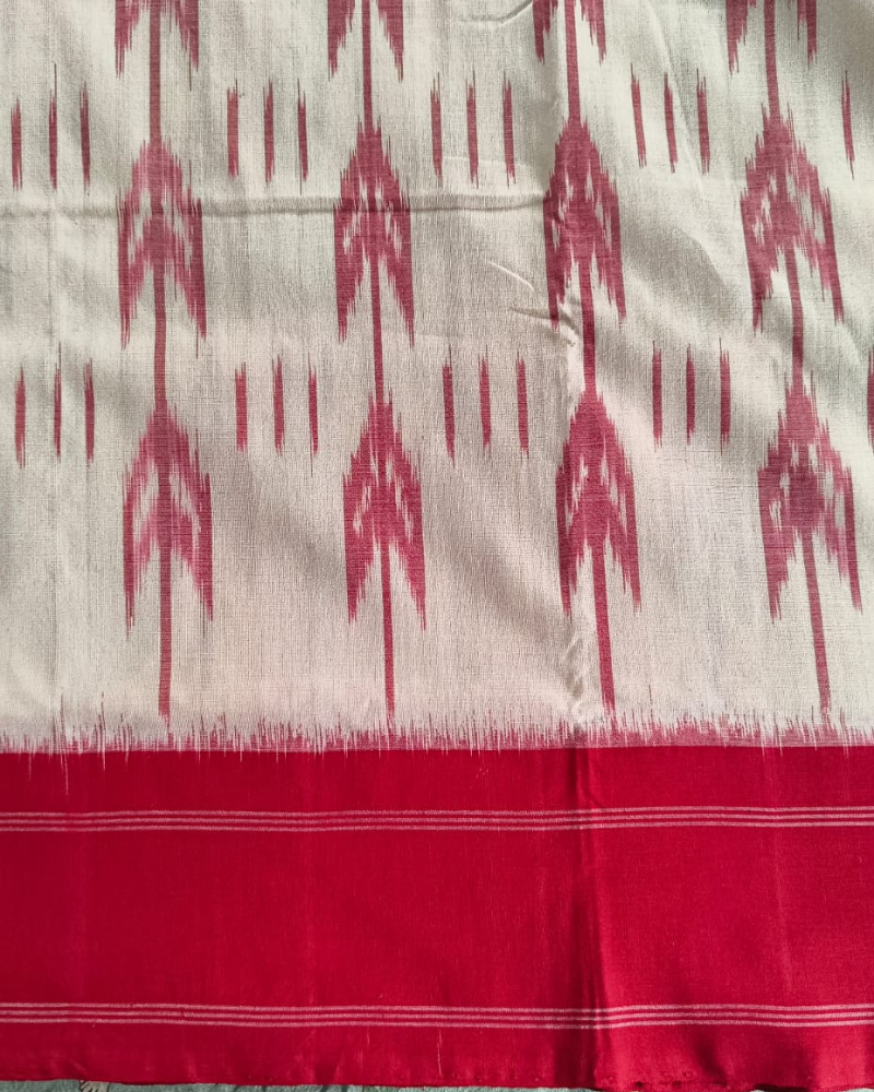White Ikkat Handloom Cotton