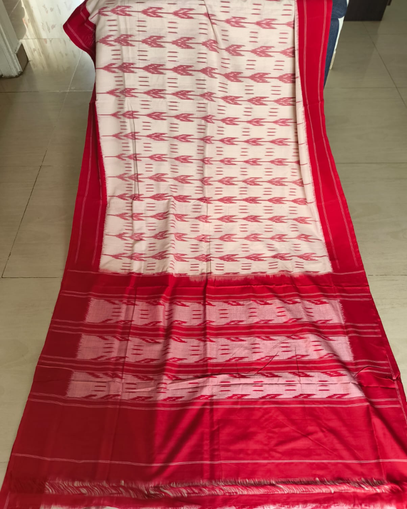 White Ikkat Handloom Cotton