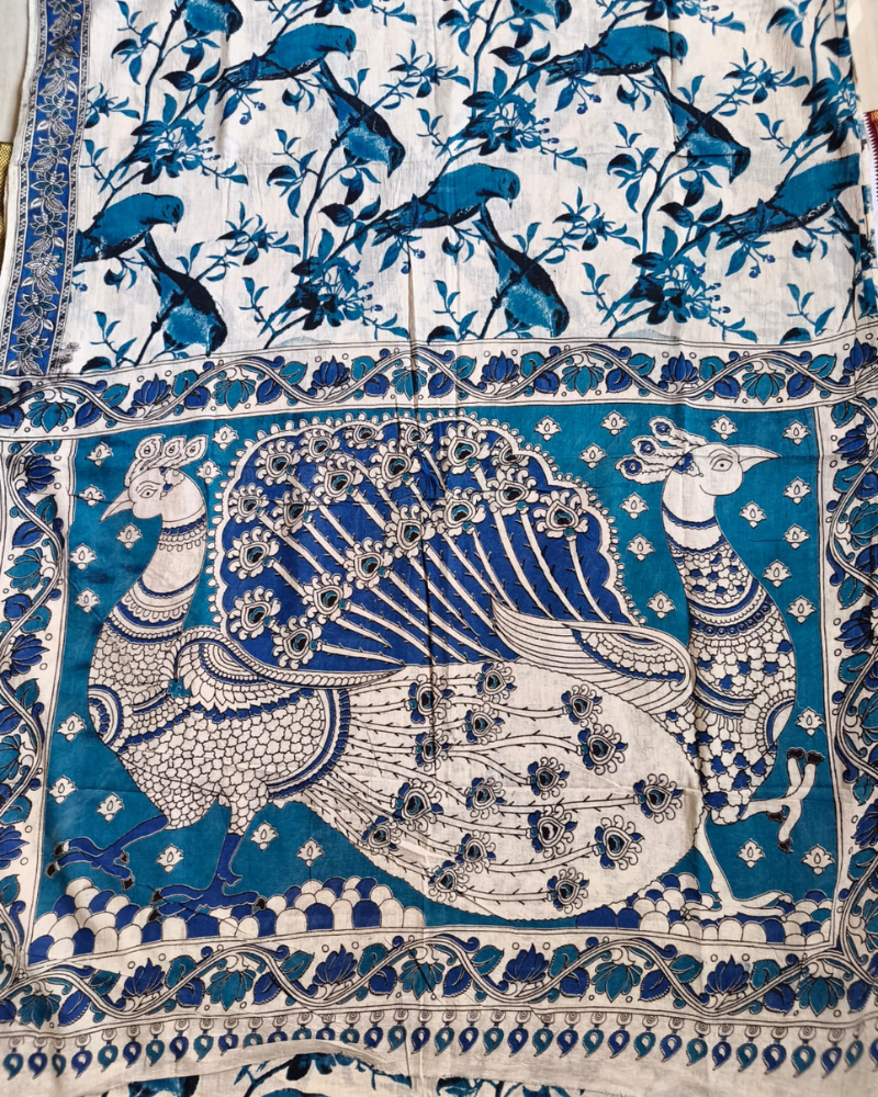 White and Blue Mul Cotton