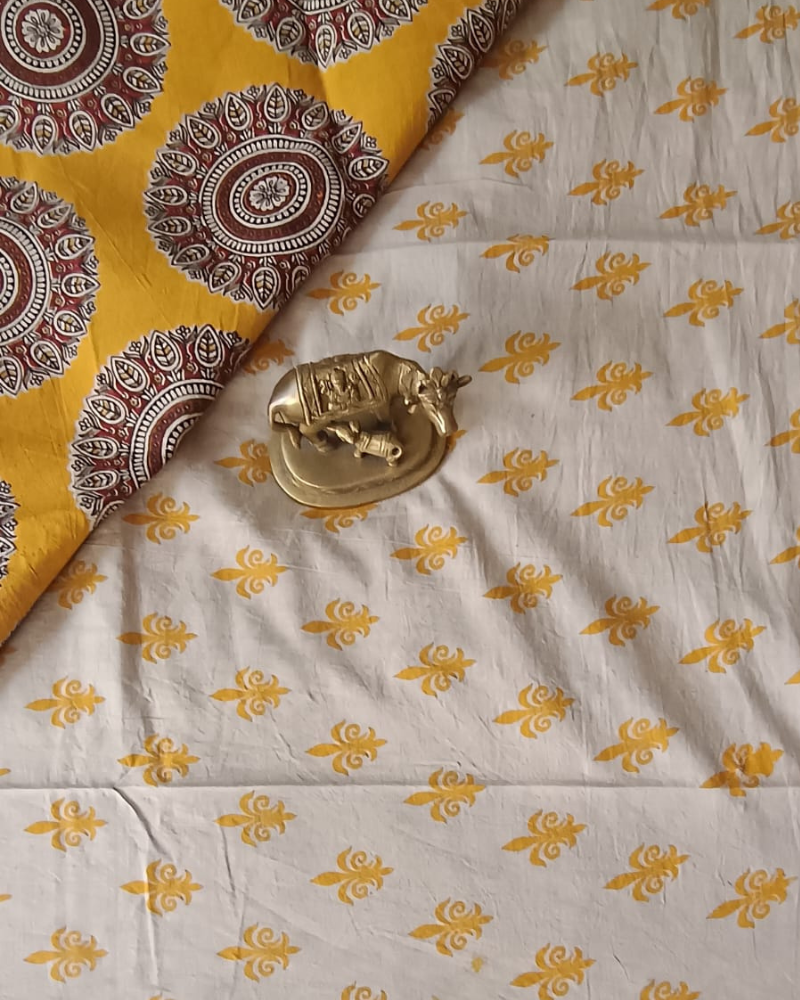 Yellow Kalamkari Cotton Saree