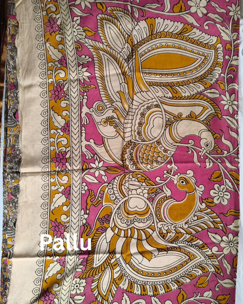 Yellow Kalamkari Chennur silk