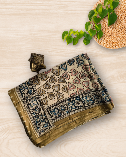 Beige Kalamkari Chennur silk