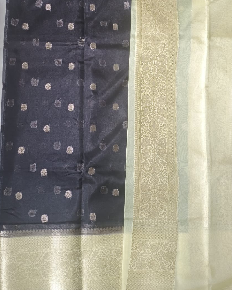 Black & Ivory Banarasi Semi Organza
