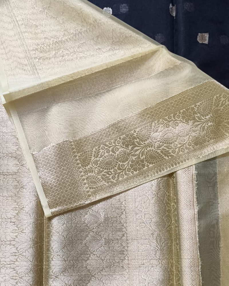 Black & Ivory Banarasi Semi Organza