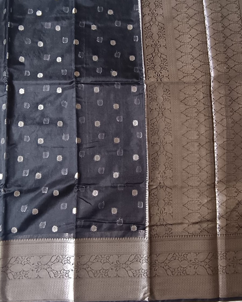 Black & Silver Banarasi Semi Organza