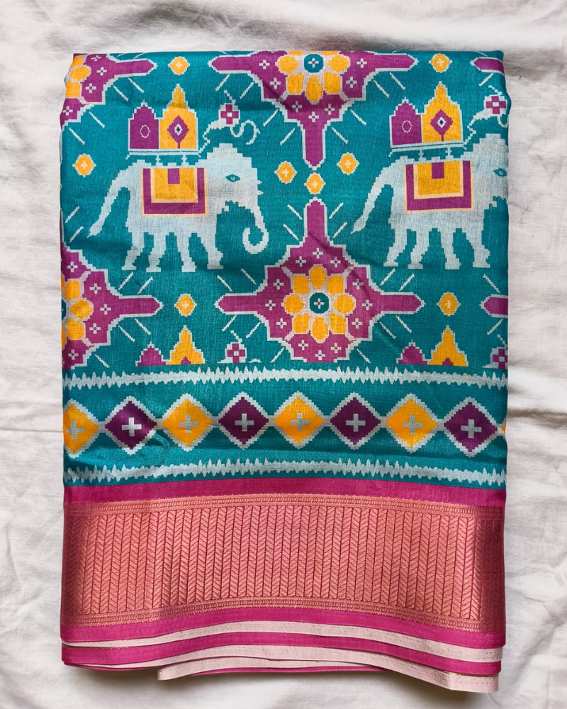 Light Blue Patola Pattern Art silk