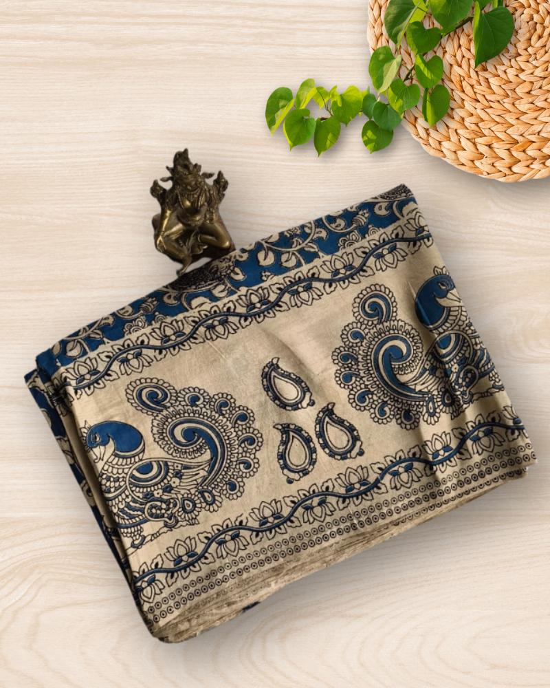 Blue Kalamkari Chennur silk