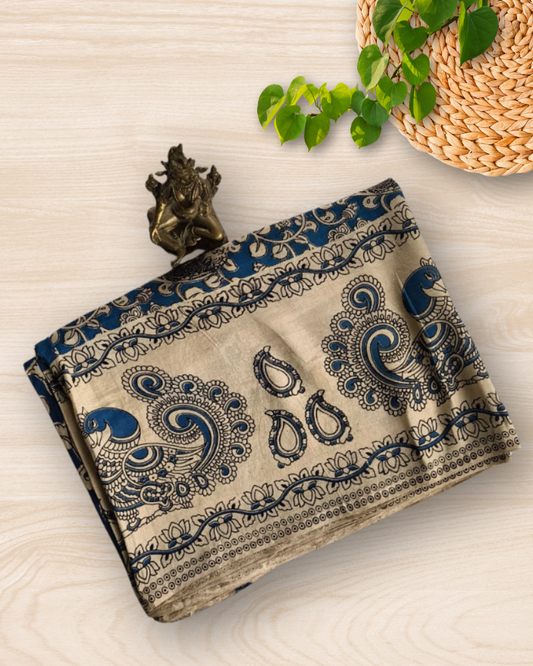Blue Kalamkari Chennur silk