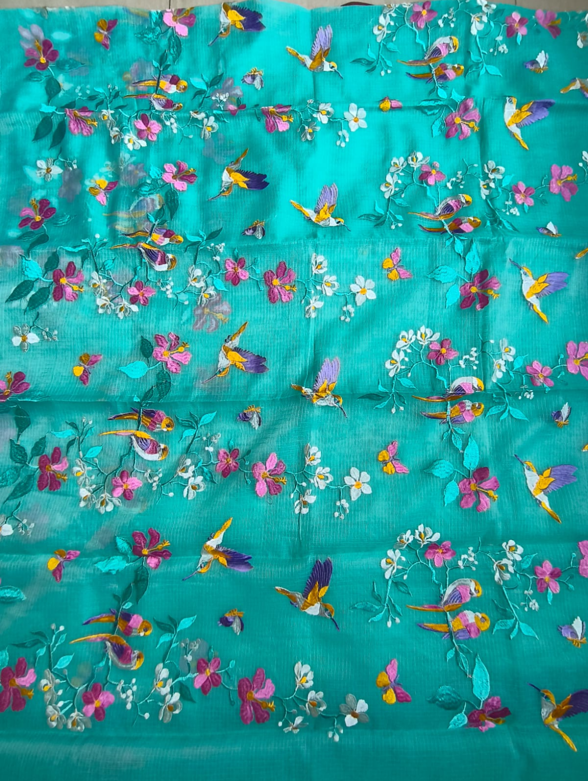 Light Blue Embroidered Kota Saree